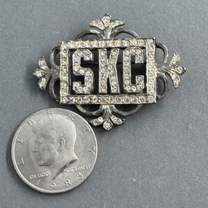 Silver Initial Brooch with Crystals